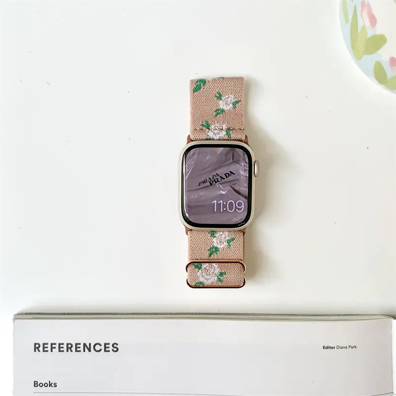 Floral Stretch Woven Apple Watch Band
