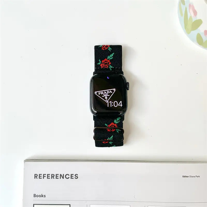 Floral Stretch Woven Apple Watch Band