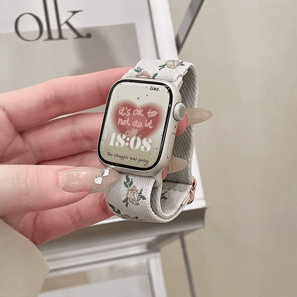 Floral Stretch Woven Apple Watch Band