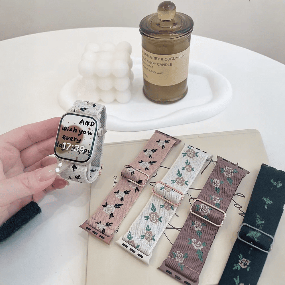 Floral Stretch Woven Apple Watch Band