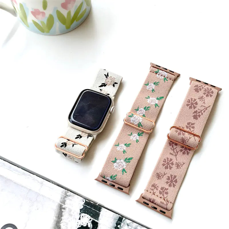 Floral Stretch Woven Apple Watch Band